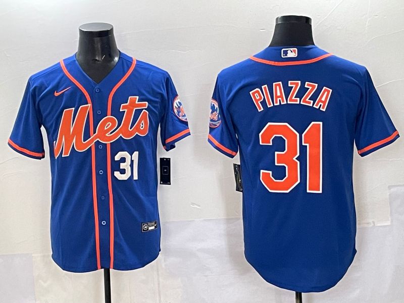 Men 2025 New York Mets #31 Piazza Blue Game Nike MLB Jersey style 08